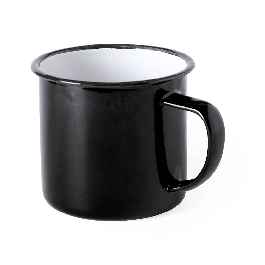 Retro Vintage Coloured Enamel Tin Camping Mug White Interior