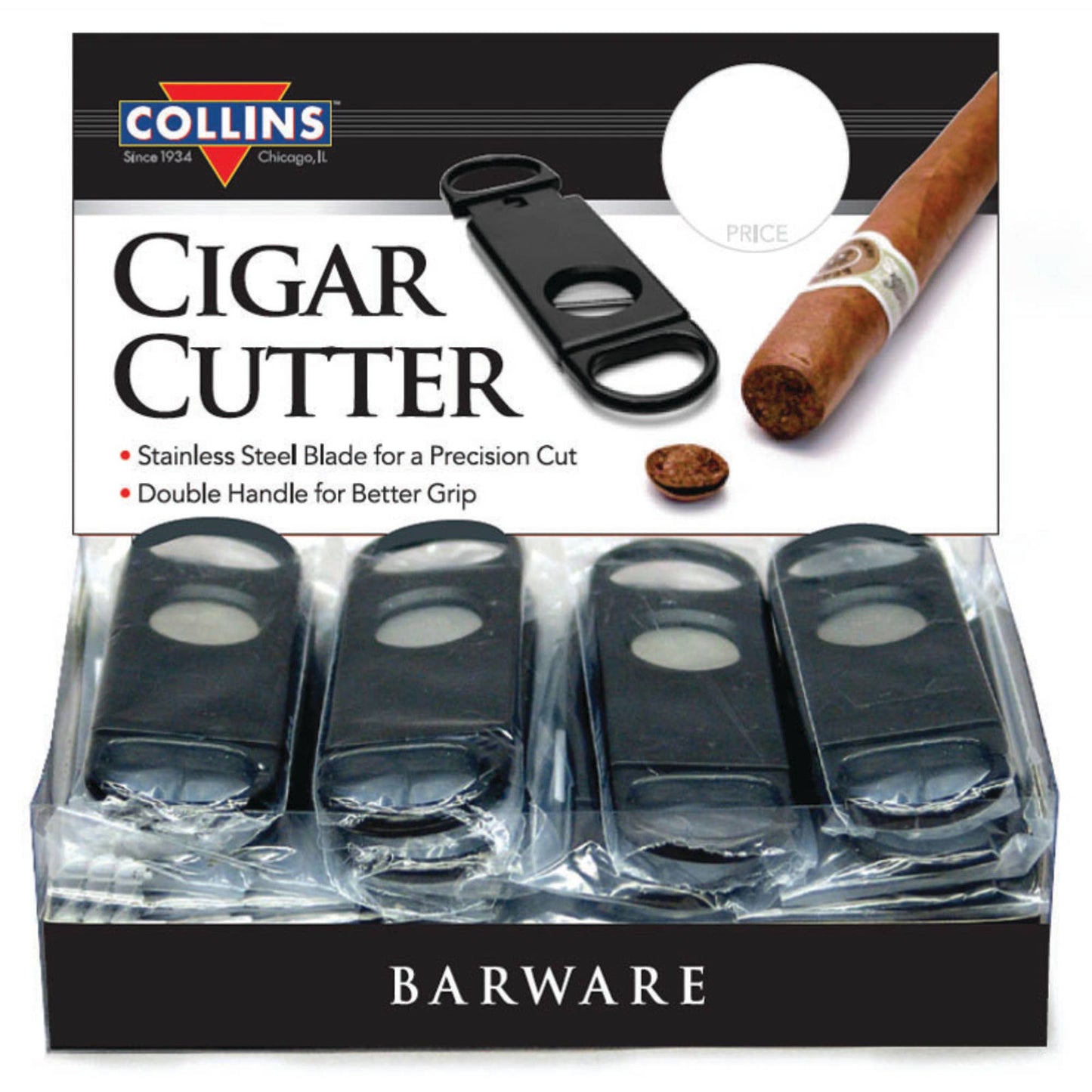 Double Grip Handle Cigar Cutter CDU of 24