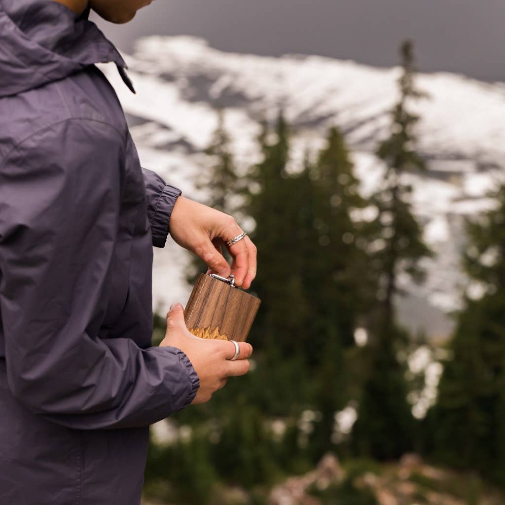 6 oz. Wooden Hip Flask (with Gift Box Options)