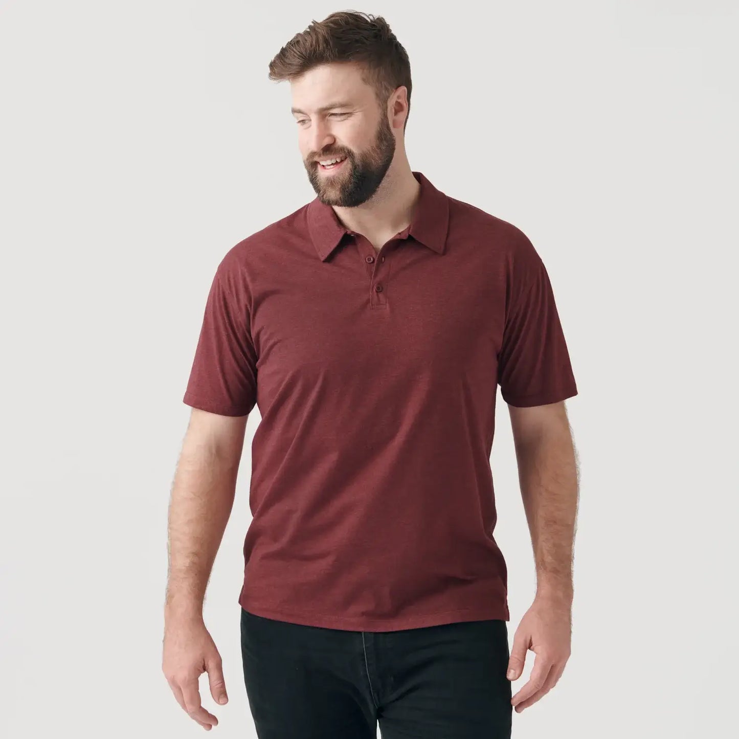 Short Sleeve Shirt | Polo | Heather Burgundy