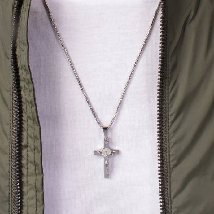 Stainless Steel Crucifix Pendant Necklace