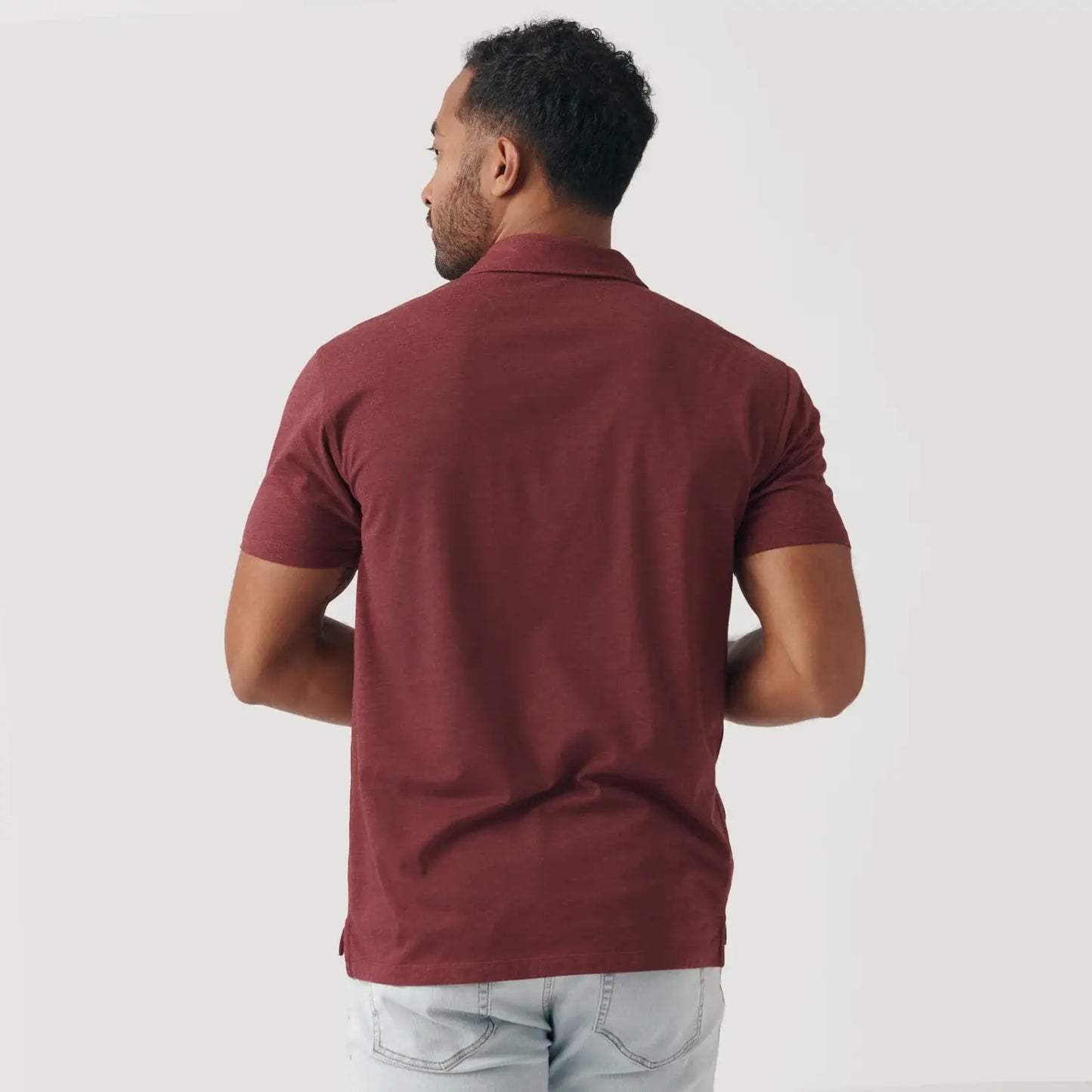 Short Sleeve Shirt | Polo | Heather Burgundy