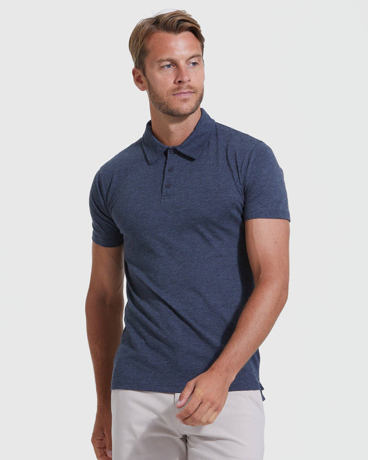 Short Sleeve Shirt | Polo | Heather Navy