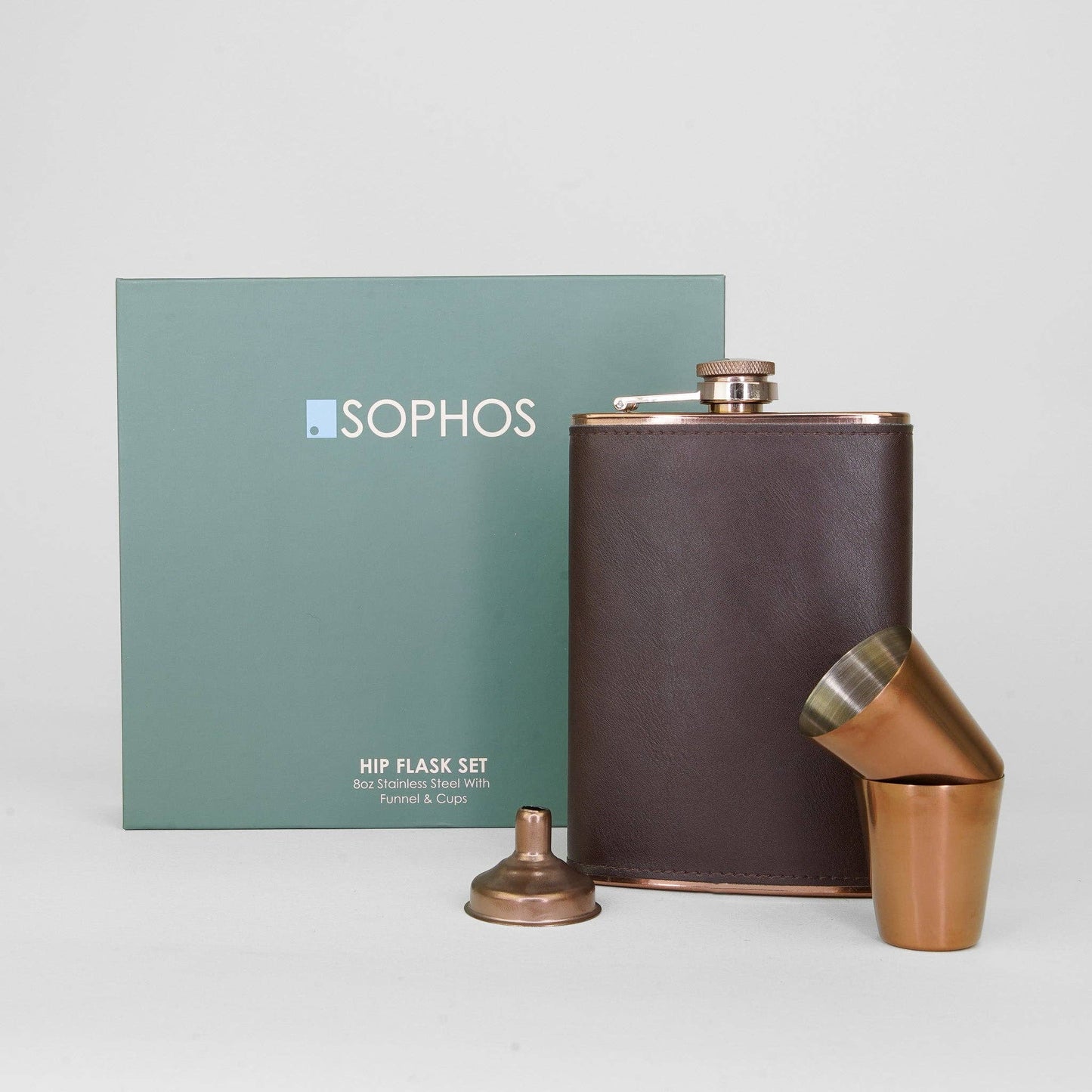 4 Piece Copper Hip Flask Set