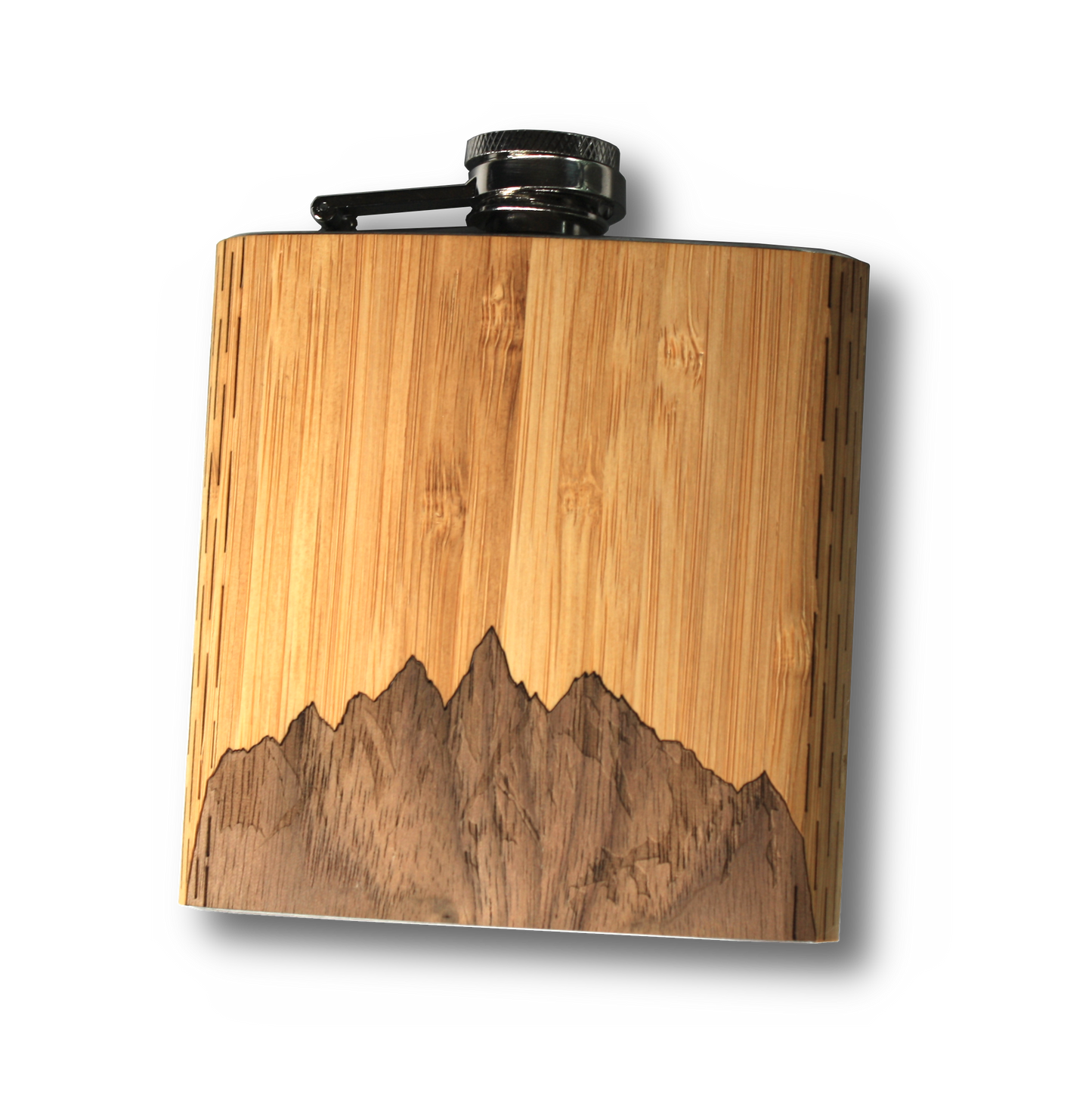 CUSTOMIZABLE 6 oz. Wooden Hip Flask (Sawtooth Mountains)