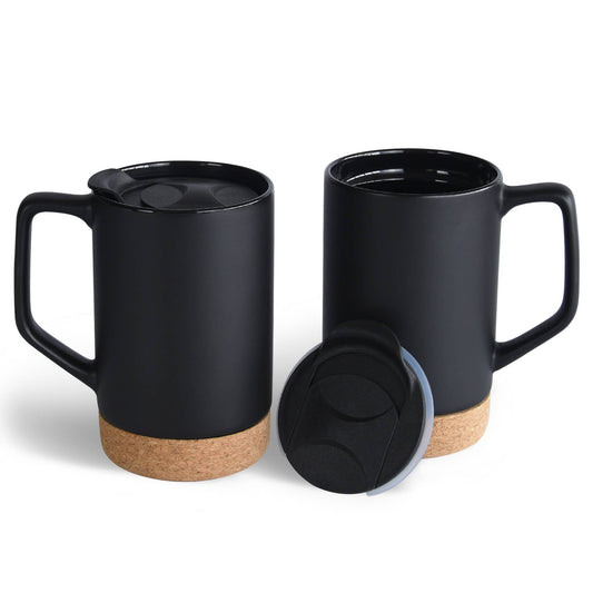 17 OZ Large Coffee Mugs with lid and Removeable Cork Base