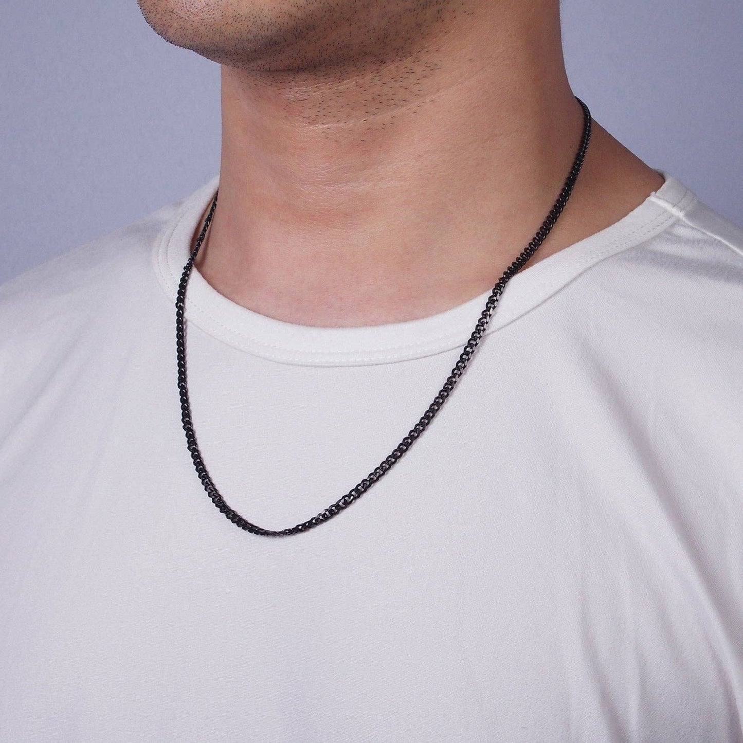 Stainless Steel 3.4 mm Curb Chain Men's Necklace