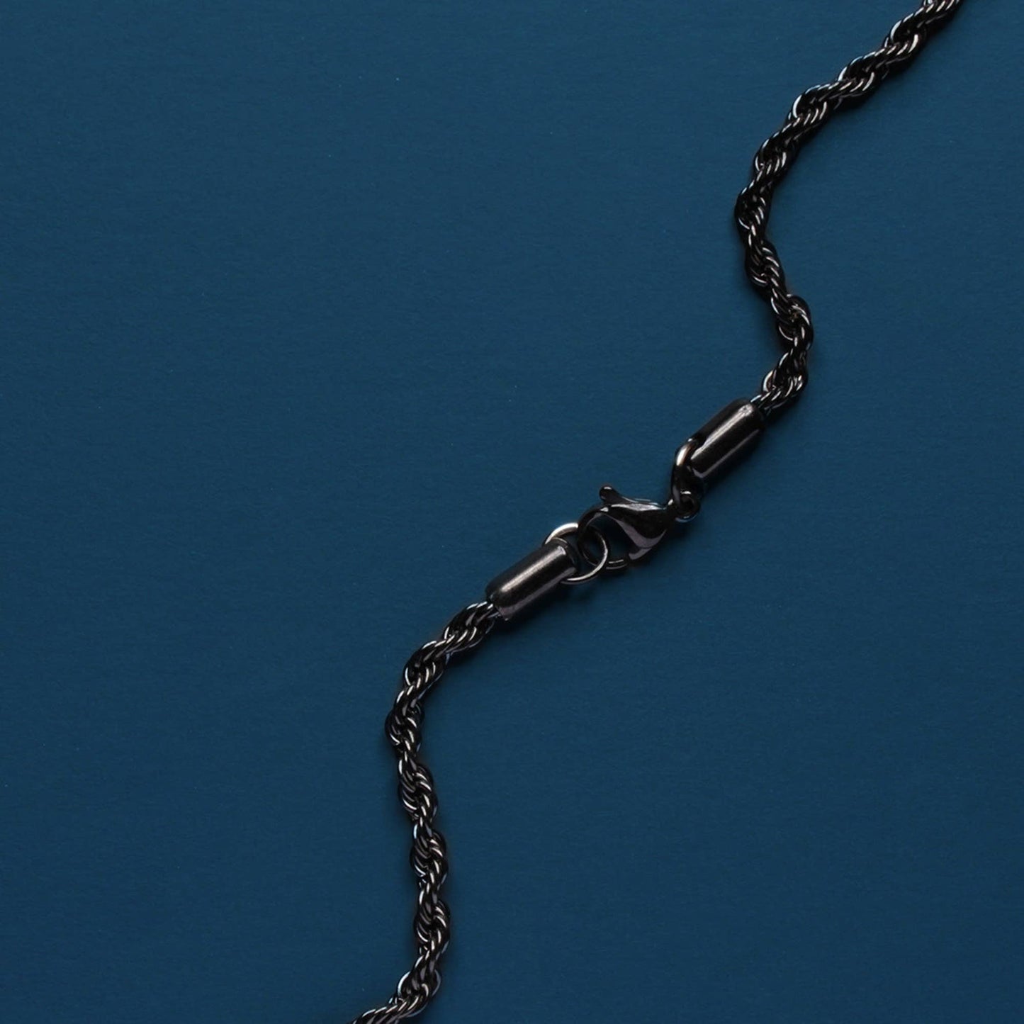 Stainless steel black rope chain necklace for men