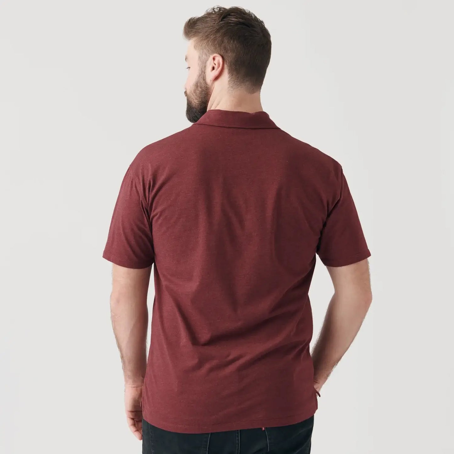 Short Sleeve Shirt | Polo | Heather Burgundy