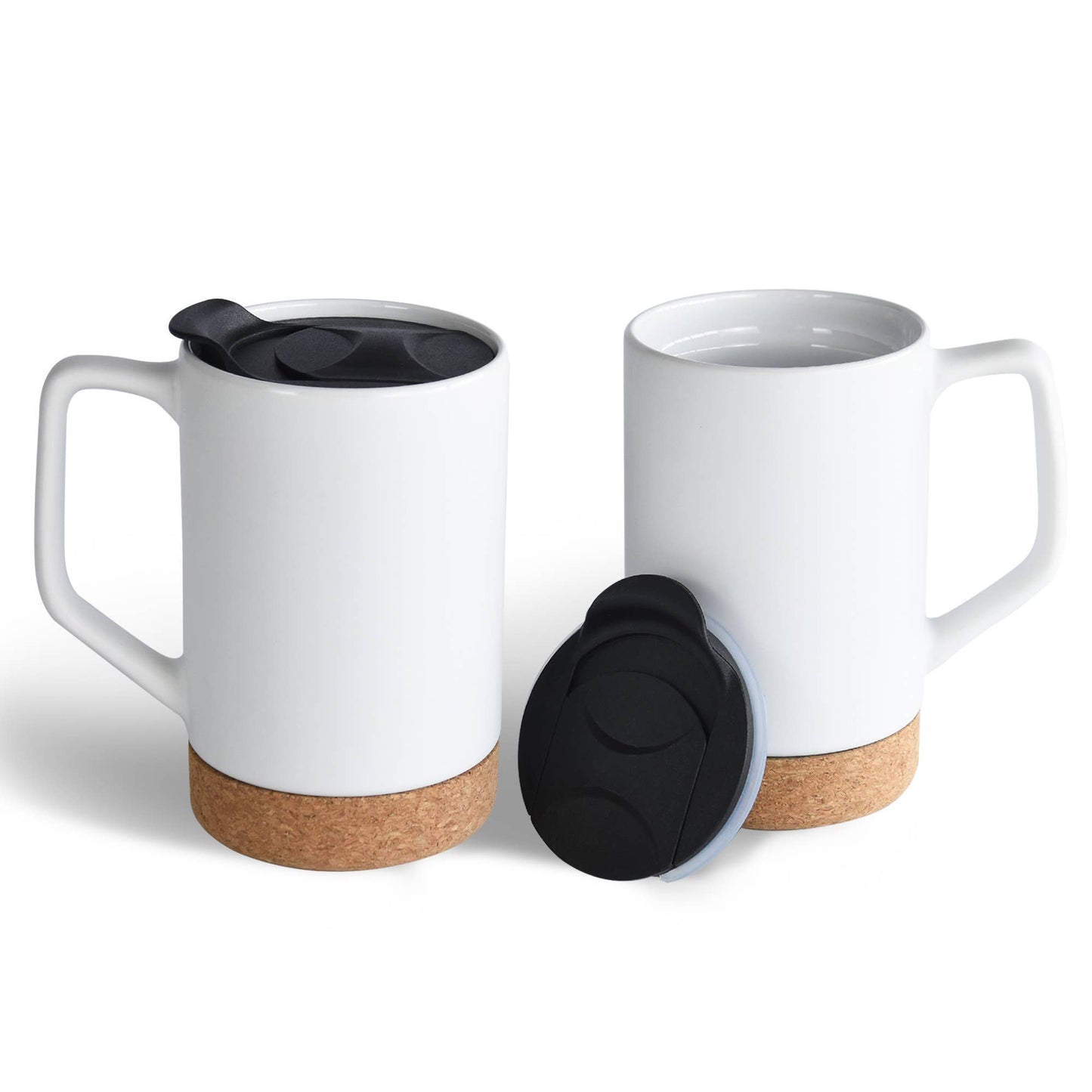 17 OZ Large Coffee Mugs with lid and Removeable Cork Base