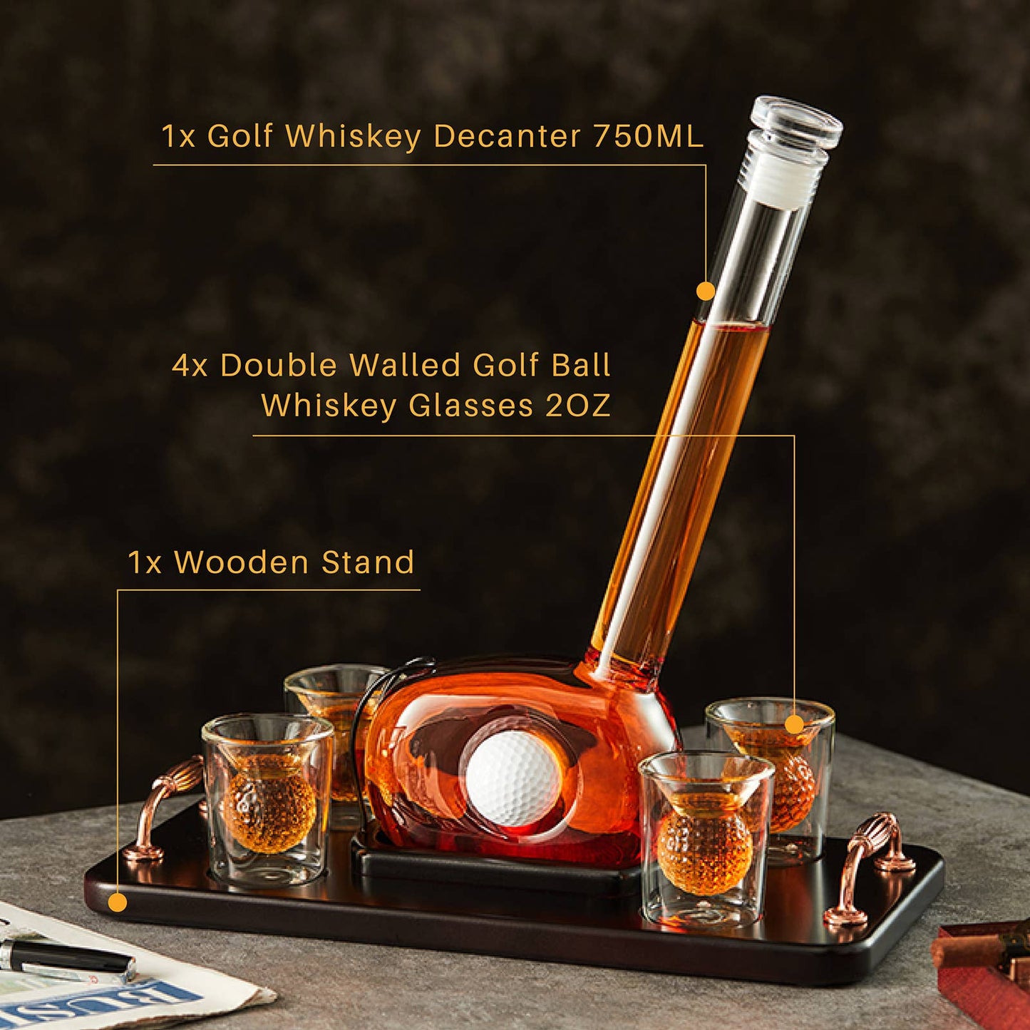 Golf Whiskey Decanter Set - Golf Gifts for Men