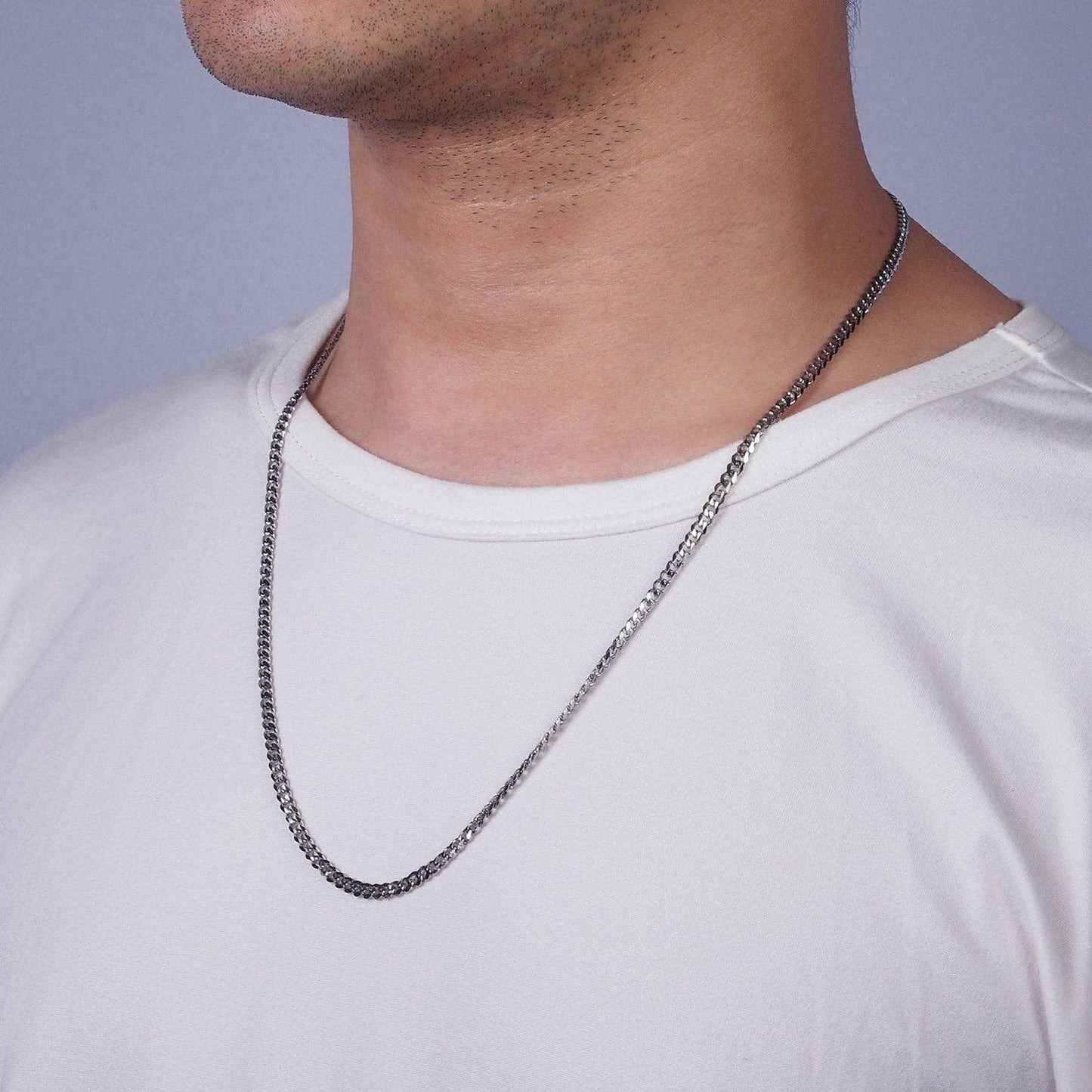 Stainless Steel 3.4 mm Curb Chain Men's Necklace