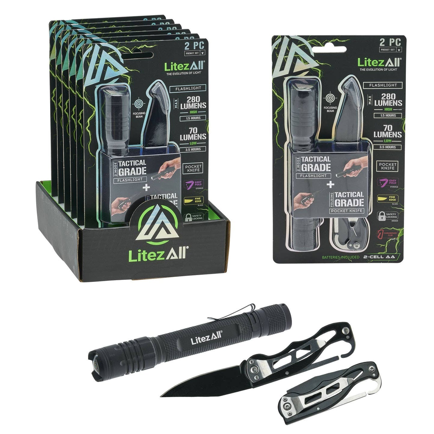 LitezAll 280 Lumen Flashlight and Pocket Knife