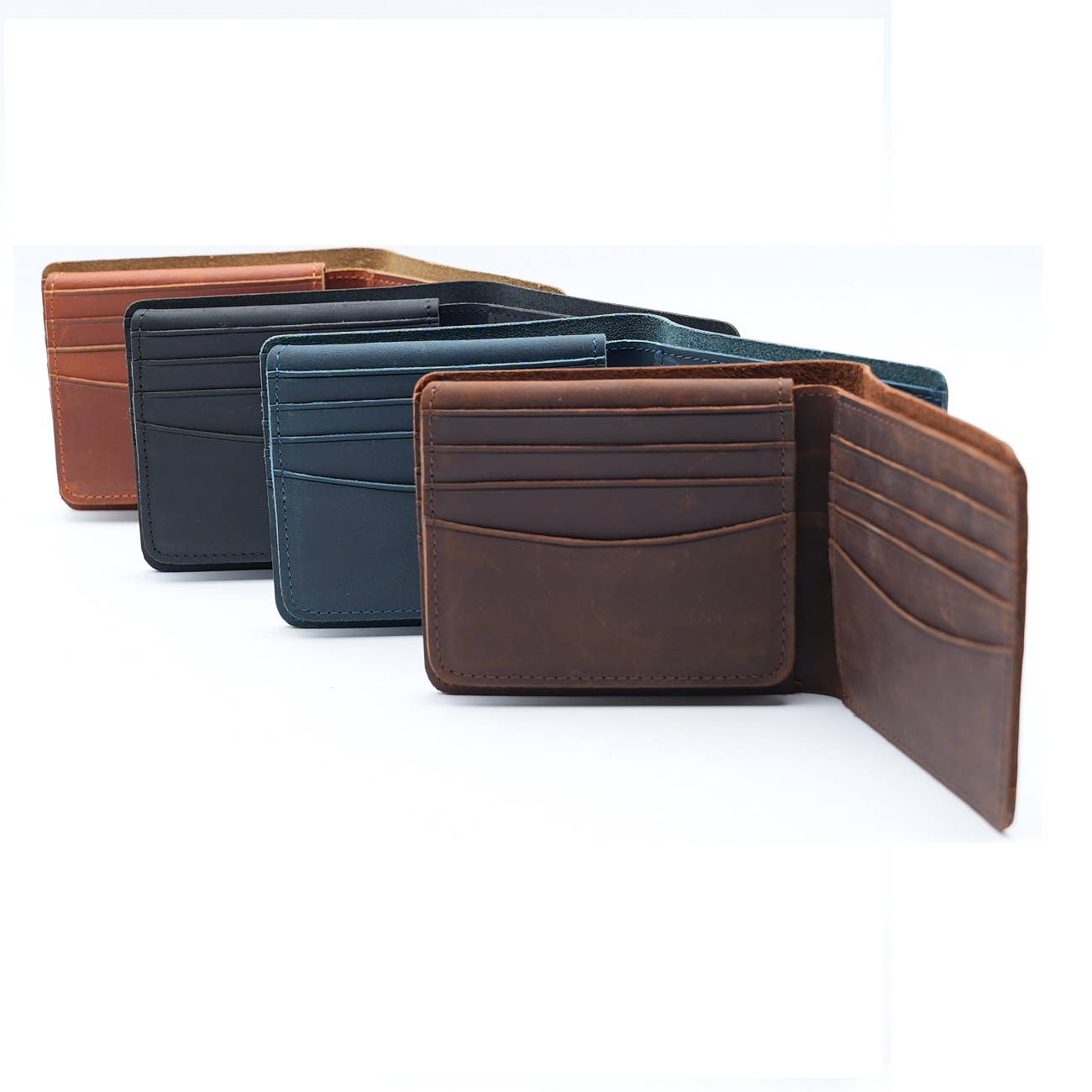 Genuine Leather Wallet for Men with Flap out ID Window