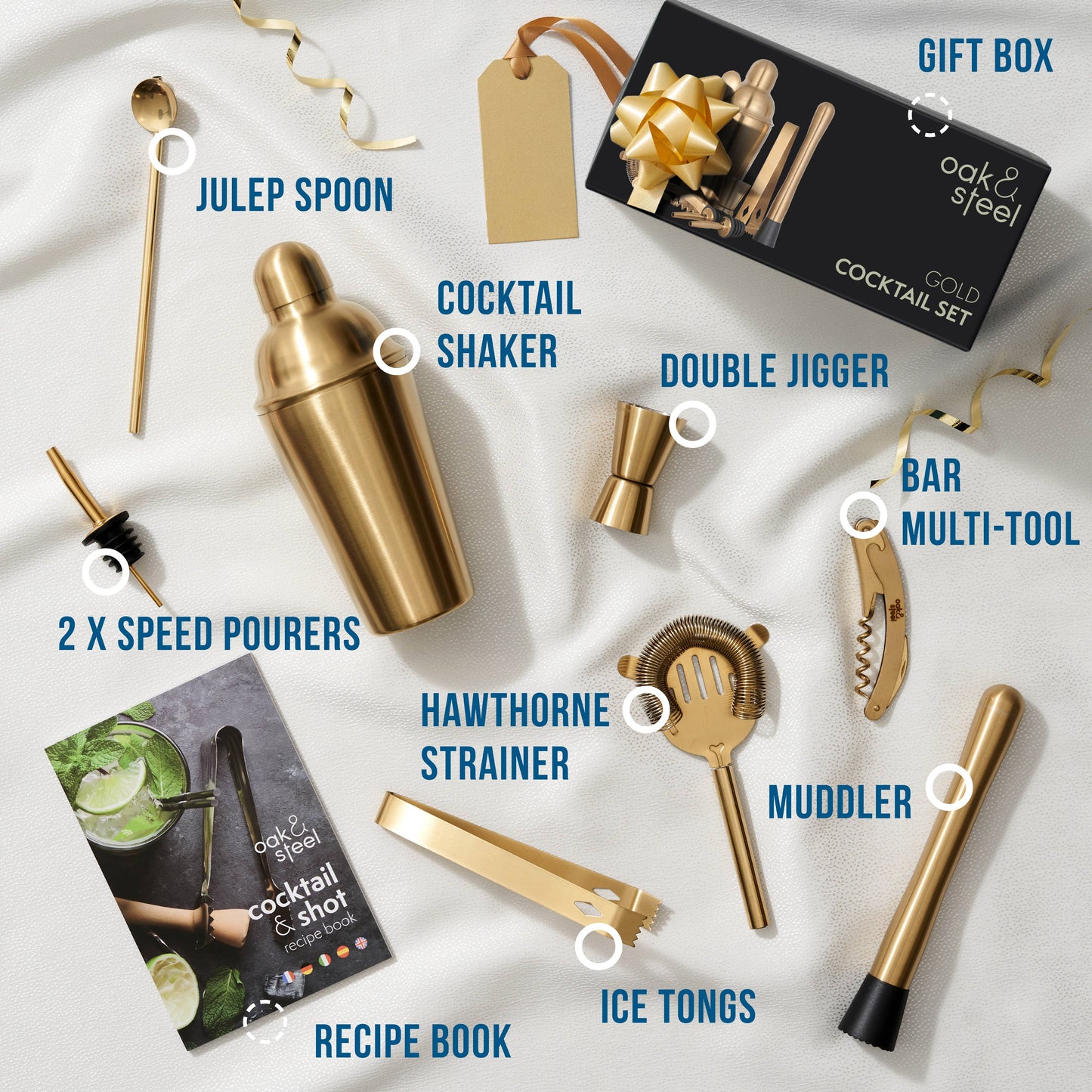 10 Piece Gold Cocktail Set