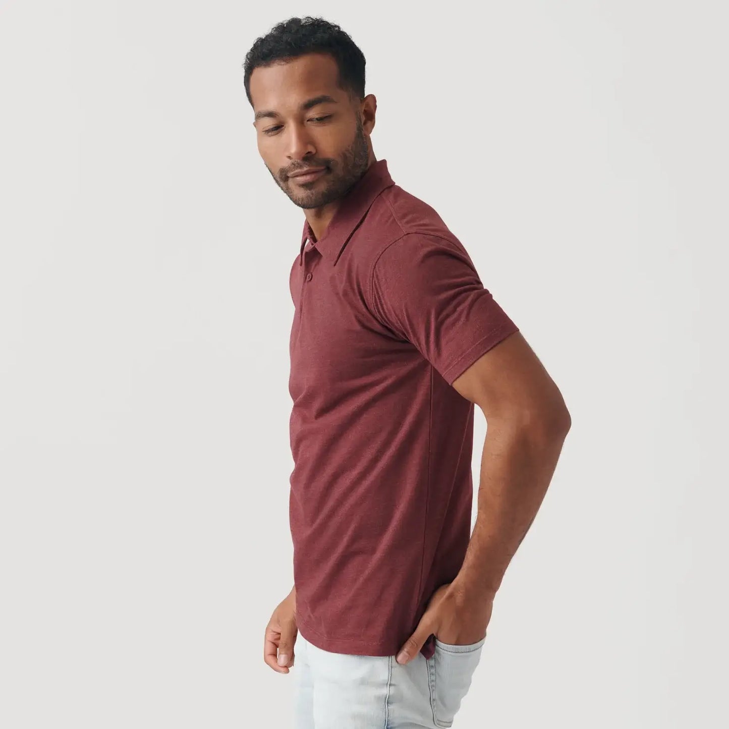 Short Sleeve Shirt | Polo | Heather Burgundy