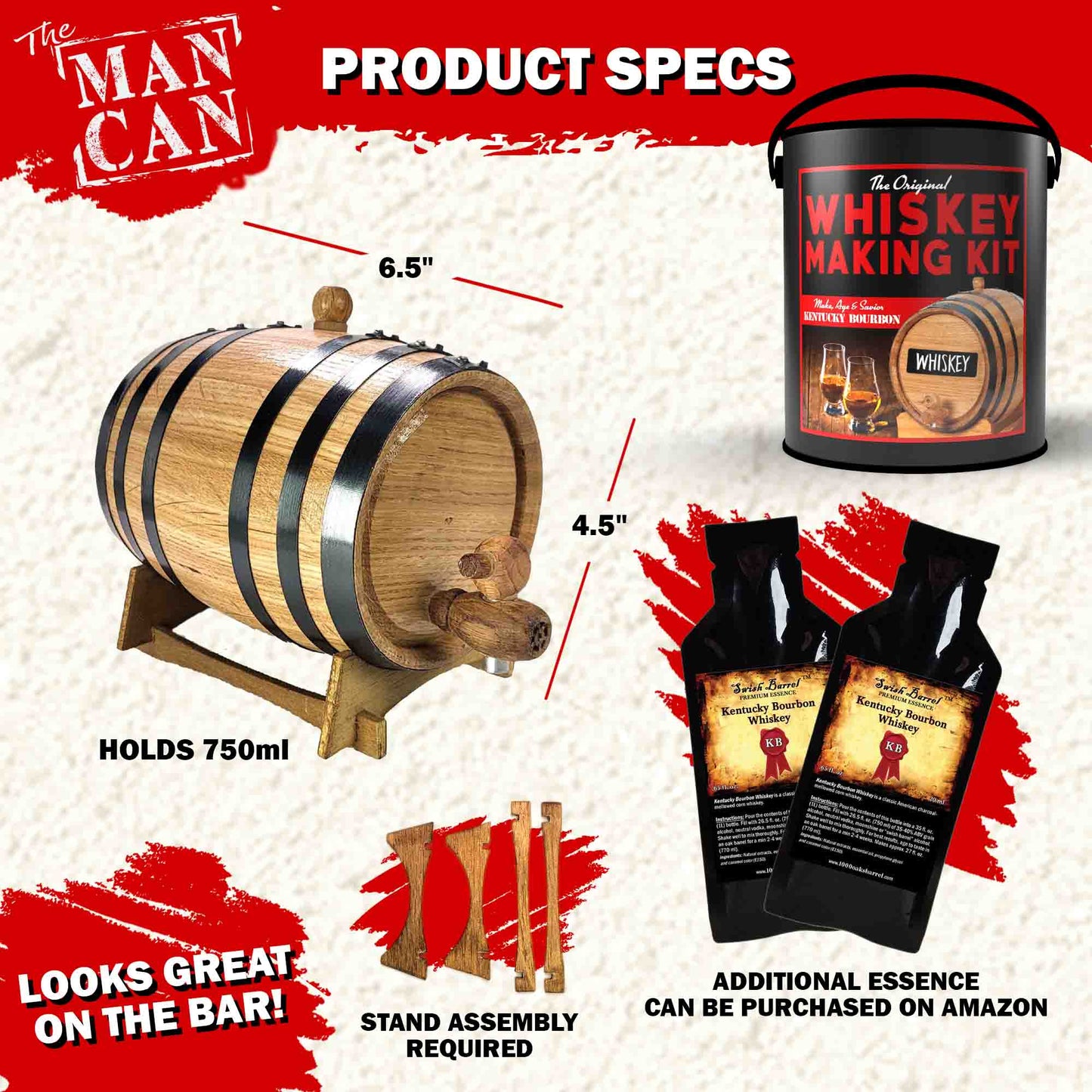 Whiskey Making Kit | Ultimate DIY Gift for Men | Oak Barrel