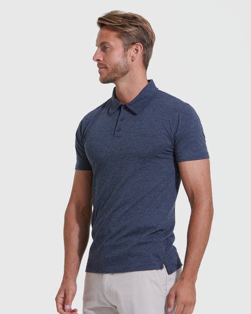 Short Sleeve Shirt | Polo | Heather Navy