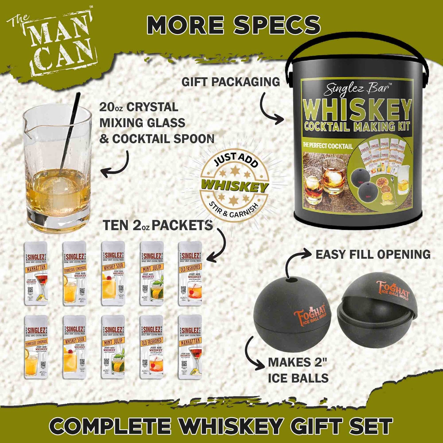 Whiskey Cocktail Making Kit | Bar Gifts | Home Bar Tools