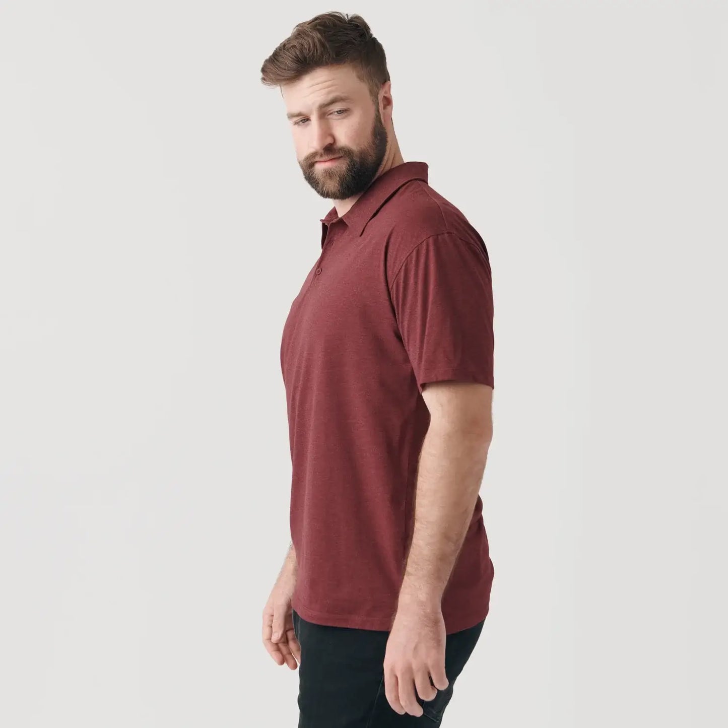 Short Sleeve Shirt | Polo | Heather Burgundy