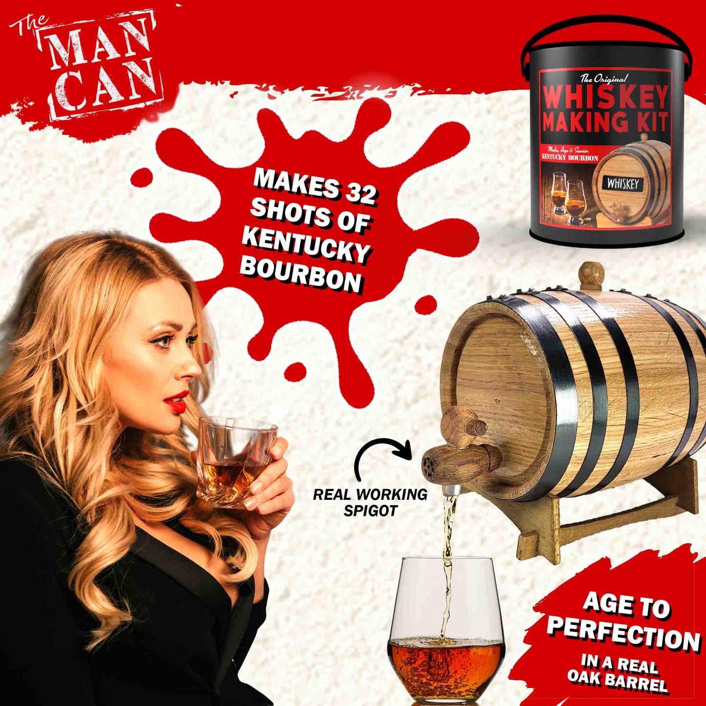 Whiskey Making Kit | Ultimate DIY Gift for Men | Oak Barrel