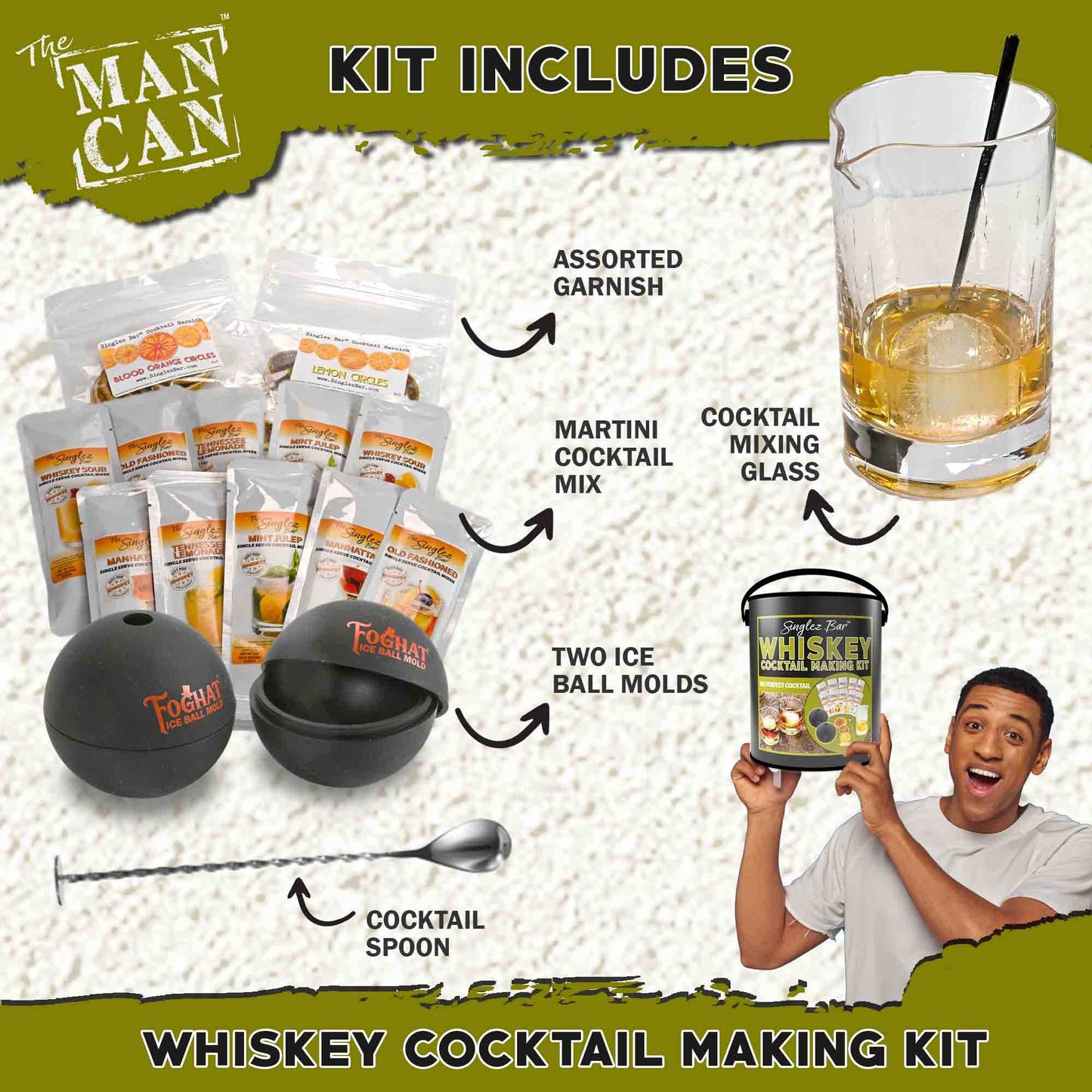 Whiskey Cocktail Making Kit | Bar Gifts | Home Bar Tools