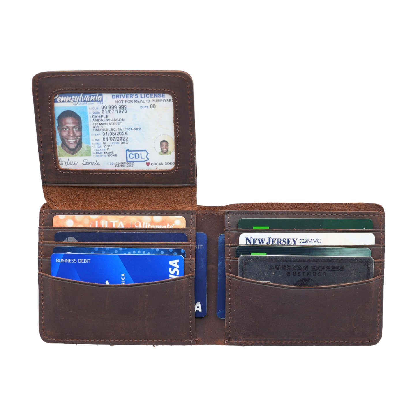 Genuine Leather Wallet for Men with Flap out ID Window